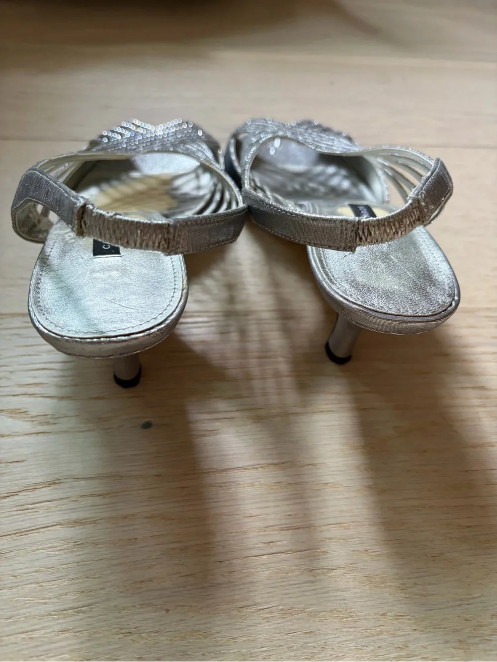 Caparros Silver Embellished Slingback Heels